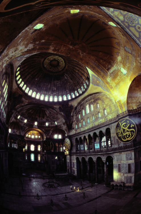 View of the interior of the Hagia Sophia in Istanbul, Turkey, December 1983.Photograph by James L. S