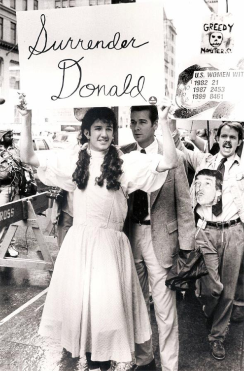 zackisontumblr:historicaltimes:“Surrender Donald” – Gay activists rally outside Tr