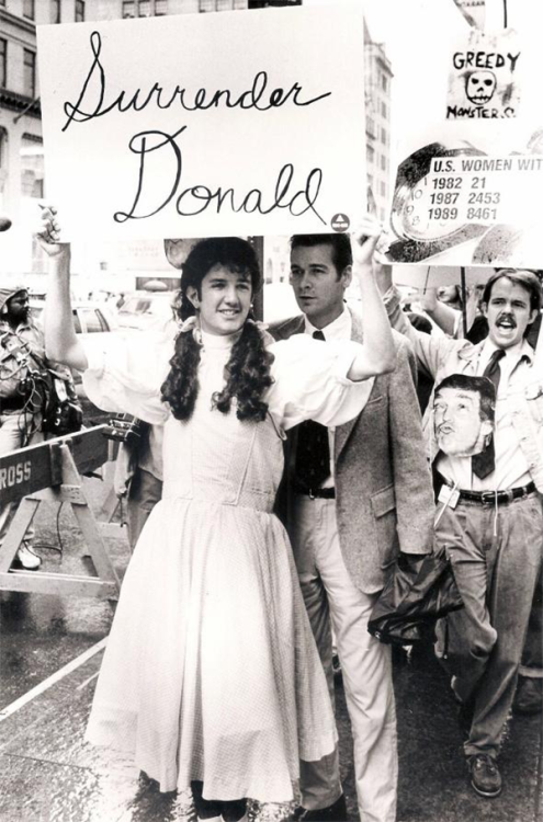 lostinhistorypics:“Surrender Donald” – Gay activists rally outside Trump Tower in New York, protesti