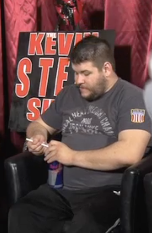 varlandgear:  Kevin Steen struggles to open a Redbull, attempts to use his teeth, eventually succeeds by prying the top up with a pen. Somehow it is the cutest thing I’ve ever seen in my life.