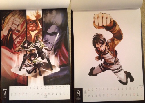 yoshidaeri:  Thought people might want to see what pictures were used in the SnK 2015 manga calendar so here they are! The calendar includes the birthdays of the characters in the series. I didn’t expect the calendar to include the birthdays we just