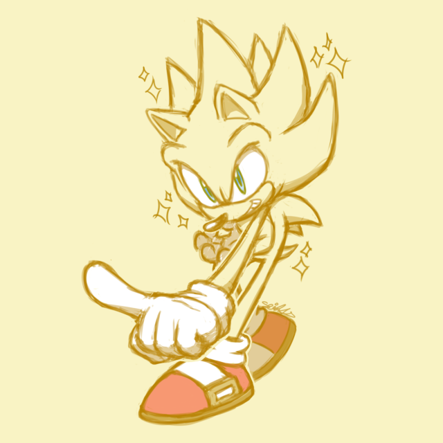Super Sonic sketch to selebrate Sonic Srontiers new supdate soming soon
