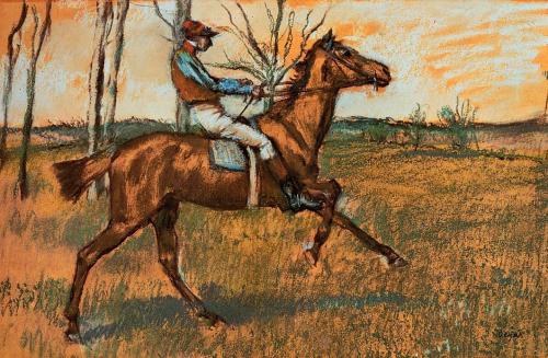 The Jockey, 1887, Edgar DegasMedium: pastel