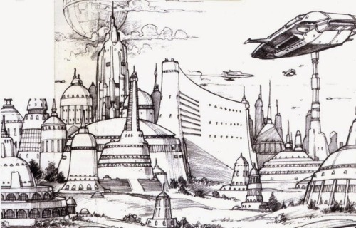 talesfromweirdland:Concept art by Ralph McQuarrie for Leia’s home planet, Alderaan.