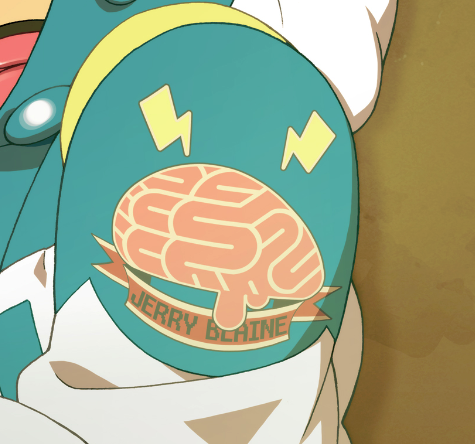 cresii:  cisman:  OK BUT LOOK AT THIS HI-RES OF AOBA’S SLEEVE  WHO IS JERRY BLAINE????? IS AOBA’S NAME ACTUALLY JERRY BLAINE???? I’VE CRACKED THE CODE  Swap the r’s with l’s and vice versa.It becomes Jelly Braine. 