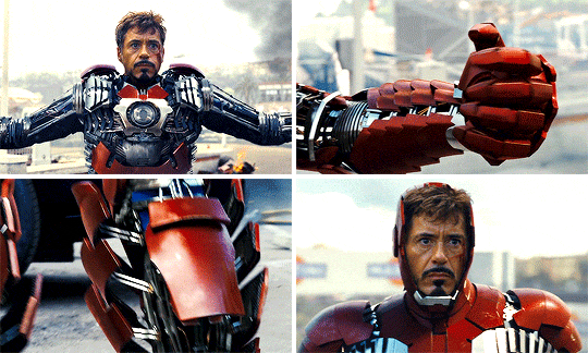 michaelsbjordans: tony + suit up evolution