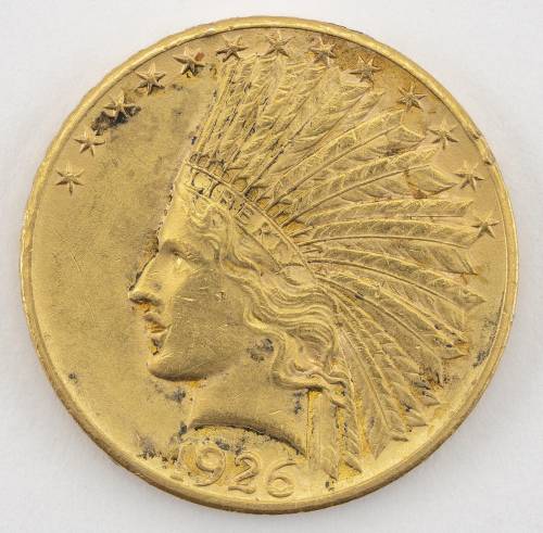 1926 Ten dollar gold coin. From Liveauctioneers.