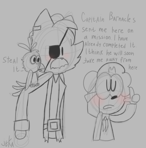These Are Illustrations From My AU. The Tracker Was Sent To The Amazon, And There He Met Calico Jack:>