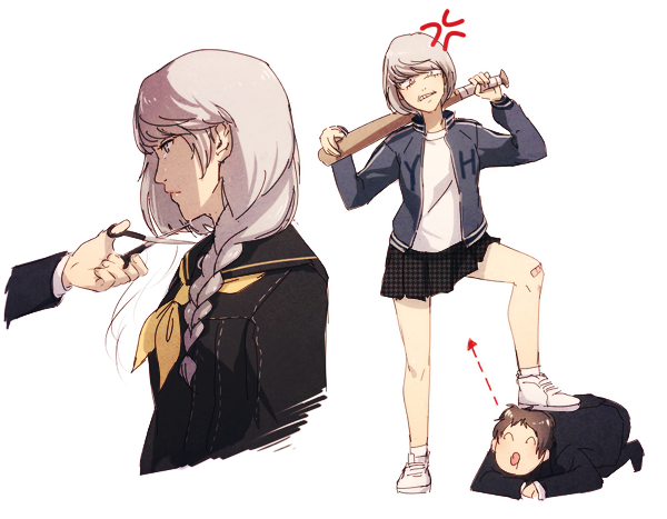 oeilvert:  i like girl souji both with braids and bob cut hair hnnnnnn 