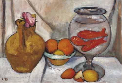 artist-becker: Still life with fish bowl, Paula Modersohn-BeckerMedium: oil,canvas