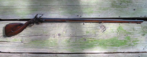 A modern made Dutch style “Club Butt” flintlock fowling musket handcrafted by Todd Bitle