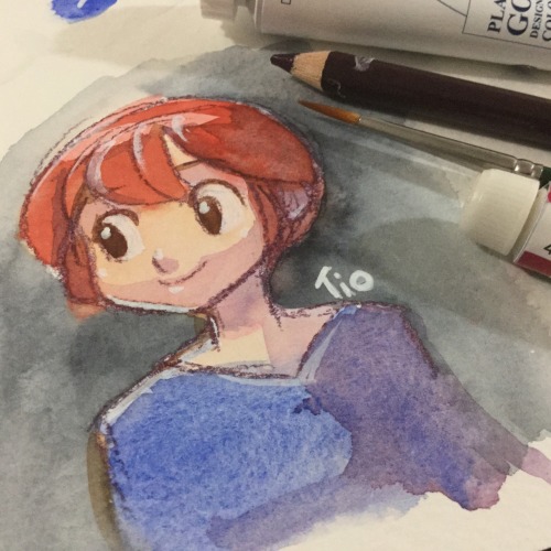 Very quick doodle test. Got myself 5 colours from the Rembrandt range of water colours to try. Also 