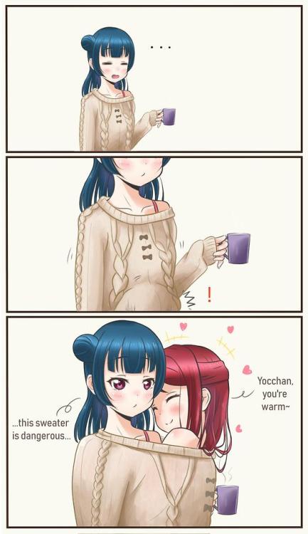 wholesomeyuri: ✧･ﾟ: *✧ Sweater ✧ *:･ﾟ✧ ♡ Characters ♡ : YOHANE Yoshiko Tsushima ♥ Riko Sakura