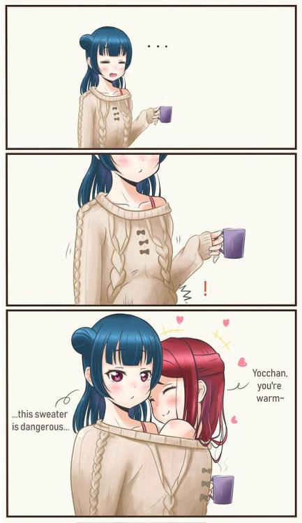 wholesomeyuri: ✧･ﾟ: *✧ Sweater ✧ *:･ﾟ✧ ♡ Characters ♡ : YOHANE Yoshiko Tsushima ♥ Riko Sakura