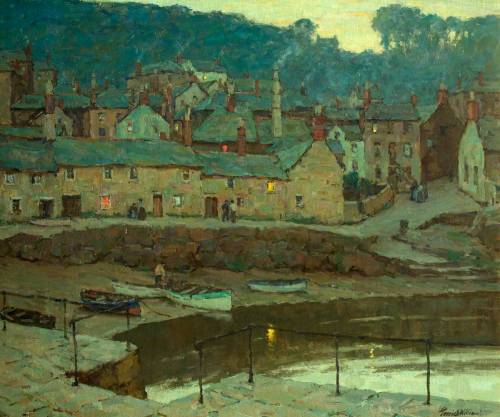 Terrick John Williams (1860 - 1936) - Evening; Mousehole, Cornwall. Oil on canvas.