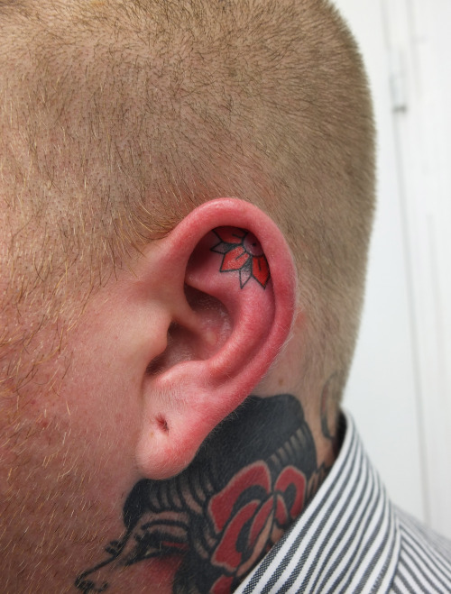 Handpoked little ear flower!Ear projects always welcome!