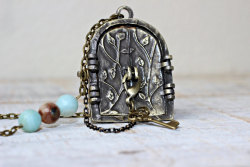 Wickedclothes:  Secret Door Locket Necklace Crafted Out Of Antiqued Bronze, This