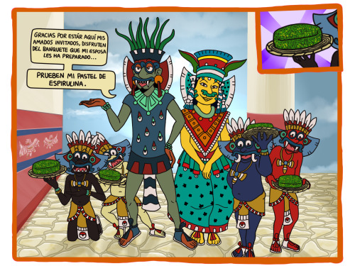 Tlaloc comparte una delicia de Tenochtitlan: espirulina compacta extraida de la superficie del lago,