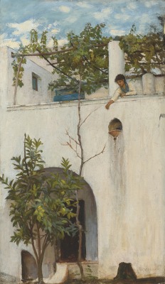 laclefdescoeurs:  Lady on a Balcony, Capri, John William Waterhouse 