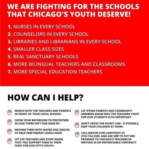 Support Chicago teachers, staff, students, and families! @ctulocal1 begins their strike today and I 