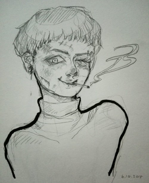 pilikukka:  Here is my oc, whatever his name is, uhh he likes to beat up annoying people just for fun, whores around n stuff. I still can’t get his look or personality on paper..  /ask @mackintons for info on his oc ;) / 