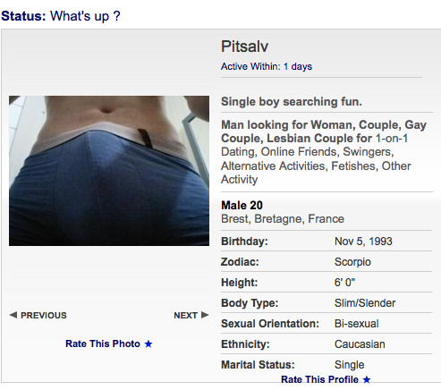 Join the men on our site who know what’s what. Or maybe “join” them, if that’s your pleasure. *wink* PROFILE SPOTLIGHT (Male): Pitsalv is a single boy looking for fun.