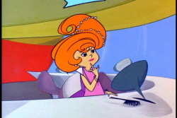 Jane Jetson choosing a hairstyle with the