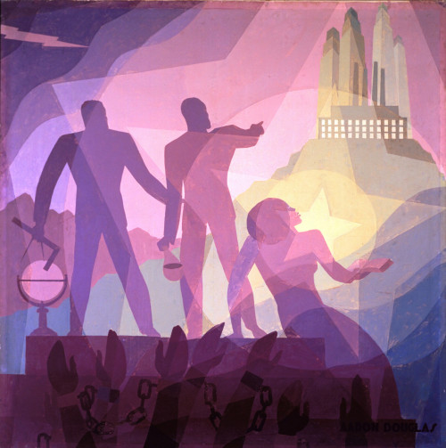 Panel from Aaron Douglas’ mural cycle at Fisk University, 1930s