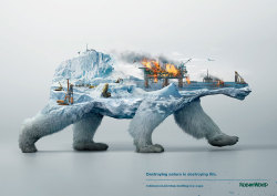 culturenlifestyle:  Stunning Visuals That Depict Endangering Species By Destroying The World Creative agency Photoby&amp;co have introduced a set of highly creative advertisements for environmental activist Robin Wood. The incredible graphic designs