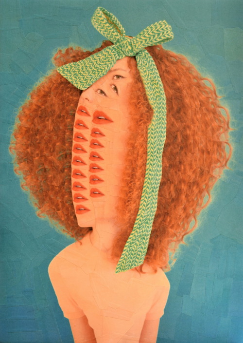 loladupre:Oranlopple, with Elise Mesner, paper collage on wood panel, 2015, 8” x 11.5”Fr