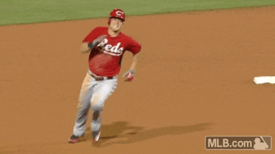 cincinnatireds:No shoe, no problem. Kyle Waldrop loses a cleat but still legs out a triple.   