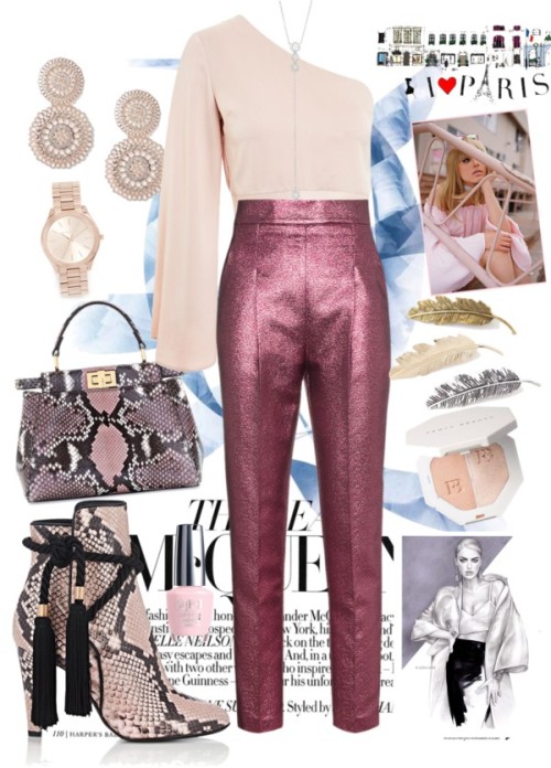 Trends by ramona-elena99 featuring snakeskin boots ❤ liked on PolyvoreTopshop pink shirt, 26 RON / P