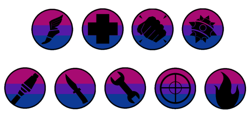 theyreallbi: Bi Pride TF2 class symbols. I would have them separate bu that would be four posts, fee