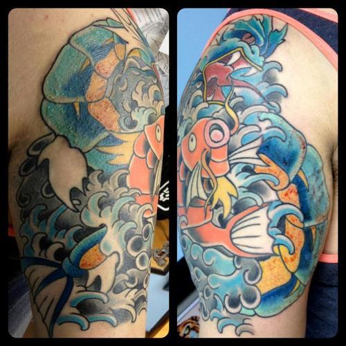 dorkly:  Magikarp / Gyarados Tattoo A reminder to never underestimate anyone.  WTF?