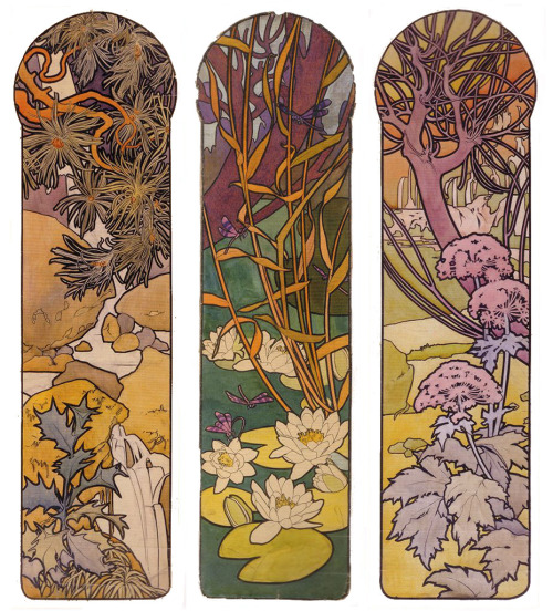 muchastyle:Alphonse Mucha. Design for the indoor stained glass panels of Georges Fouquet’s Bijouteri