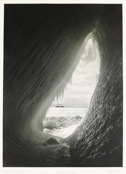 Herbert George Ponting, A Cavern in an Iceberg, 1910. Scott&rsquo;s Last Expedition. Carbon print. P