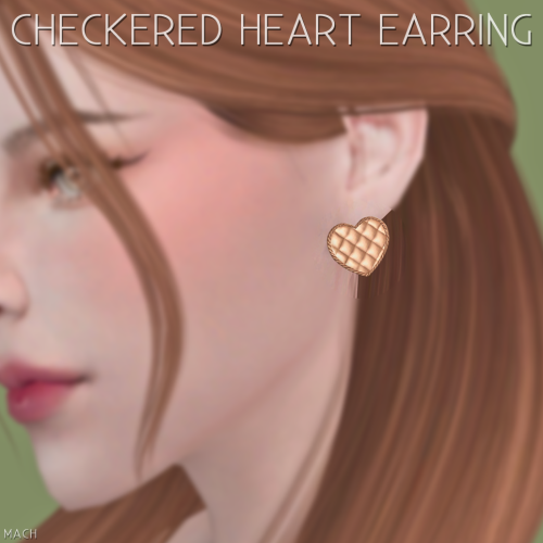 [mach] Checkered Heart EarringNew mesh6 swatchesHQ compatibleDOWNLOAD
