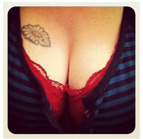 mycloudyskies:Time to add to this tattoo… but I share it because, you know, boobs.Loving the red&hel