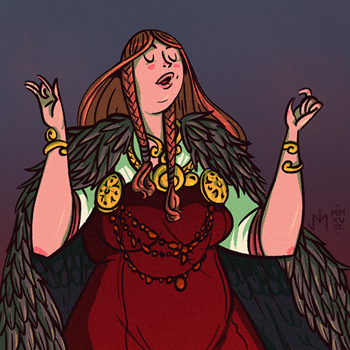 Freyja(Another little god-portrait. Thinking about Freyja’s role as seeress/magic-worker)