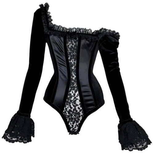 004blu: Black Lace Bustier Victorian Bodysuit ss 1993 / Dolce & Gabbana