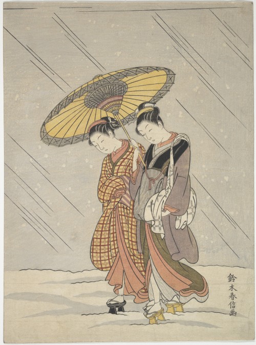 Two Women in a Storm, Suzuki Harunobu, late 1760s