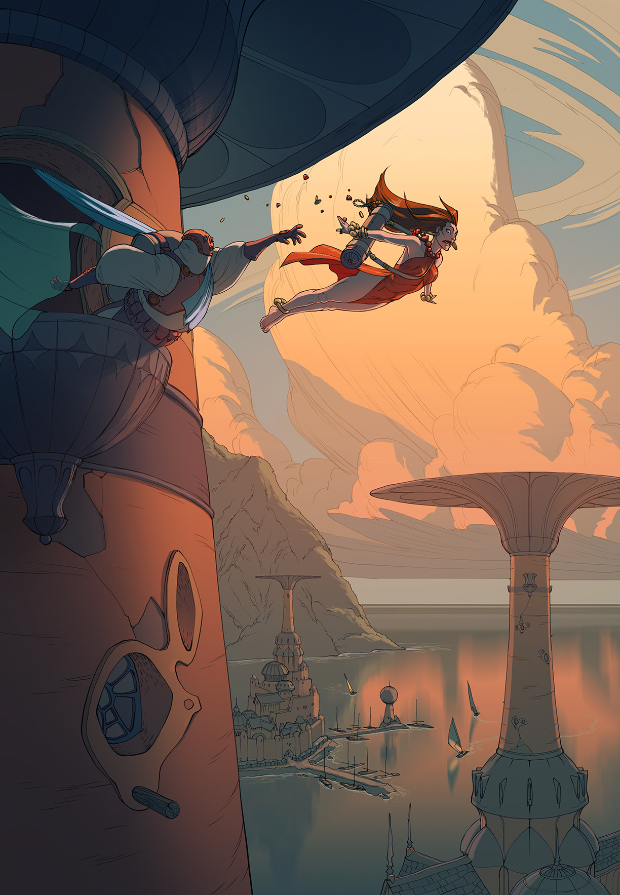 mattrhodesart: Leap   Something totally self-indulgent. Adventure shlock in Escapistopia.