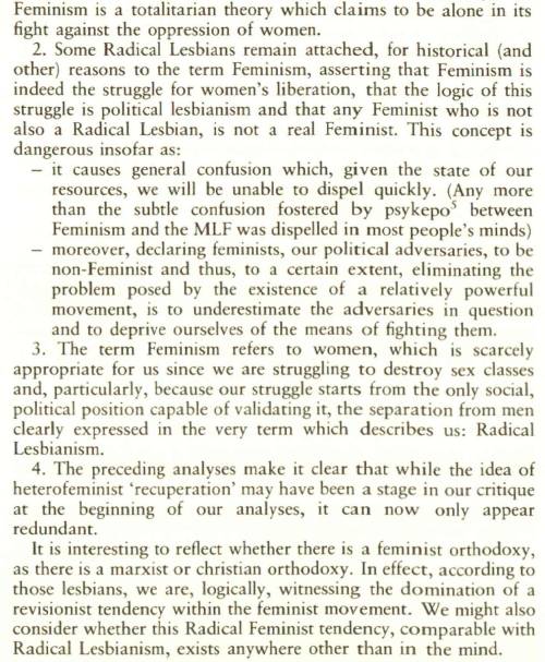 &lsquo;Feminism and Radical Lesbianism&rsquo;, Claudie, Graziella, Irene, Martine. 1981. Tra