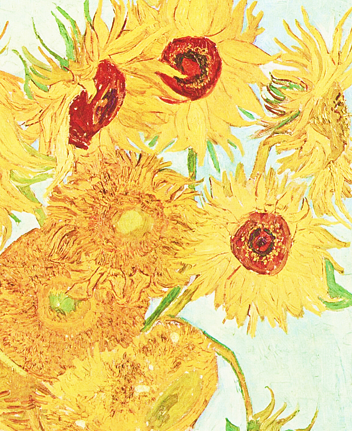 arsantiquis: Still Life: Vase with Twelve Sunflowers (detail), by Vincent Van Gogh