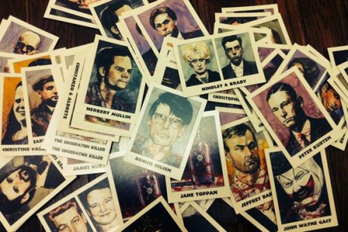 Collage of “True Crime” trading cards which despite the outrage caused are still available for