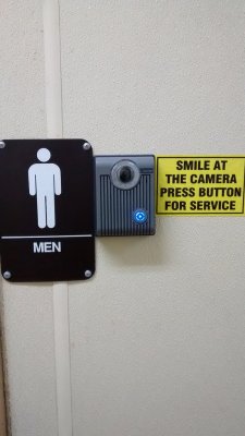 syfycity:  I went to a gas station to use the bathroom in a rough neighborhood. After I pressed the button, the camera adjusted and I heard a shutter, then the door to my left unlocked.http://syfycity.tumblr.com  YOU ARE NOW ON FILE