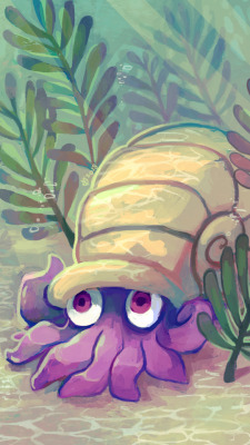 krithidraws: Oh hello there omanyte! (it’s also a phone bg~)