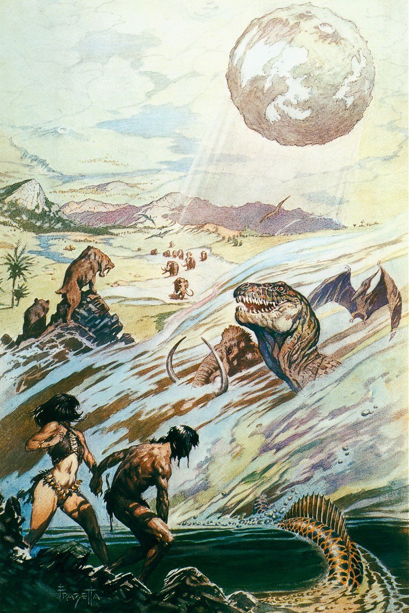 sorcerersskull:  Art by Frank Frazetta for Land of Terror