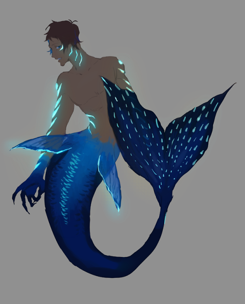 nesiesct:concept: altean mer/siren lance with bioluminescence