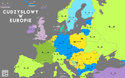 mapsontheweb: Quotation marks by European country. More writing maps &gt;&gt;